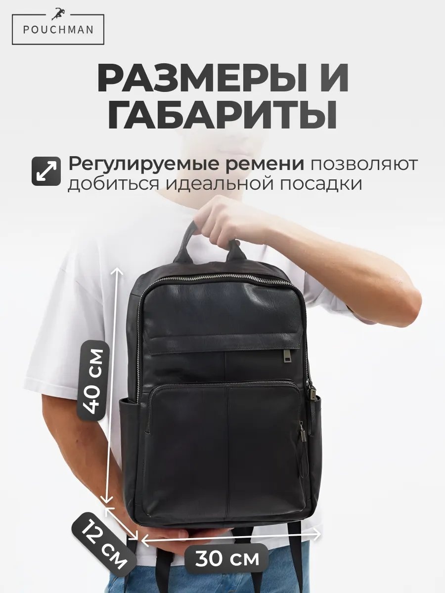 Комплект PouchMan натуральная кожа черный