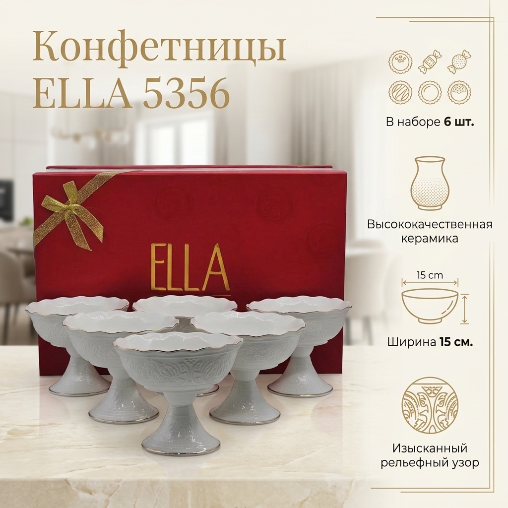 ELLA конфетница 5356 круглая 6 шт