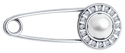 Брошь Diamant 94-340-02641-1 вес 1.22 г серебро, жемчуг, фианит