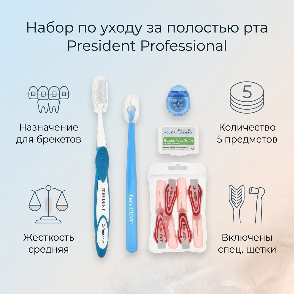 President Professional набор по уходу за полостью рта средняя 5 шт