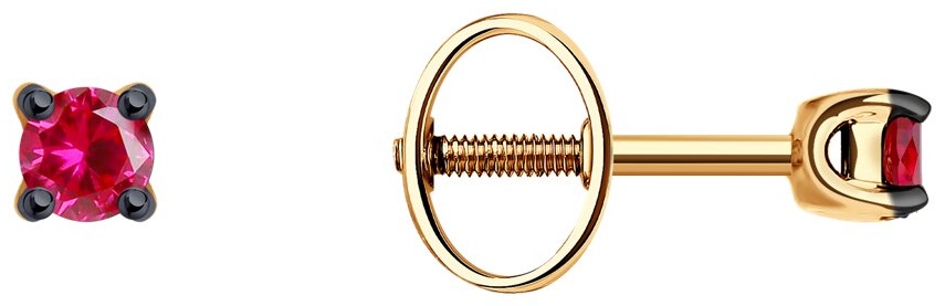 Пусеты SOKOLOV EAR-SO-585-298829 вес 0.831 г золото, корунд