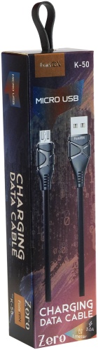 Кабель FaisOn micro-USB 2.0 (M), micro (M), 1 м, K-50 Zero черный