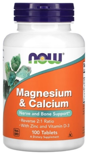 NOW Magnesium & Calcium (магний + кальций) таблетки 100 шт