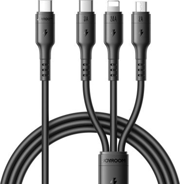 Кабель JOYROOM USB TypeC (M), Lightning, micro-USB 3.0 (M), 1.2 м, S-A61 черный