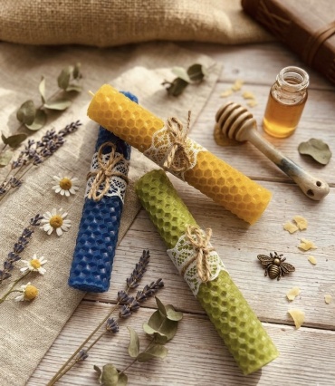Ароматическая свеча SweetEmber_kz 086088523 12.5 см, 3 шт синий, желтый, зеленый