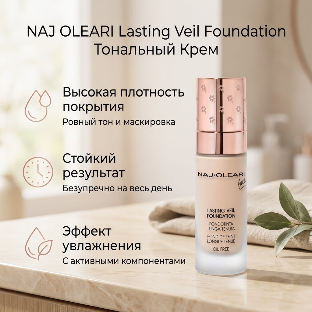 NAJ OLEARI Lasting Veil Foundation тональный крем 01 Vanilla 20 мл