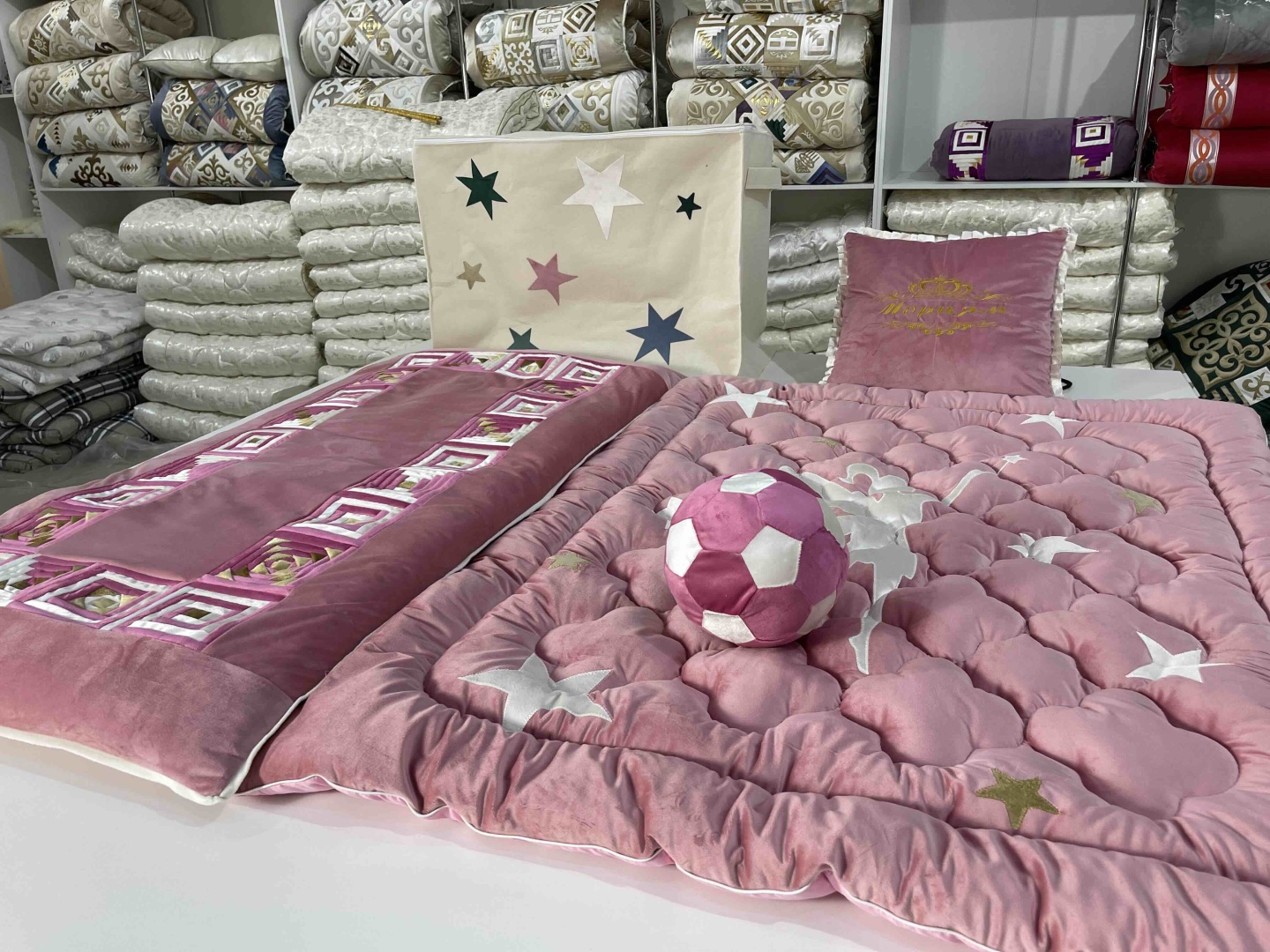 Samruk körpe комплект корпе с подушками 150x120 см, вата, розовый