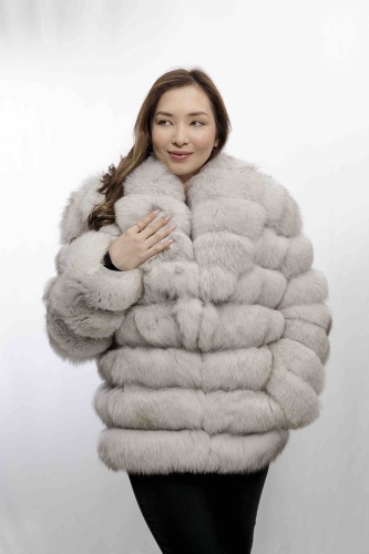 Шуба Аксион серебристый
