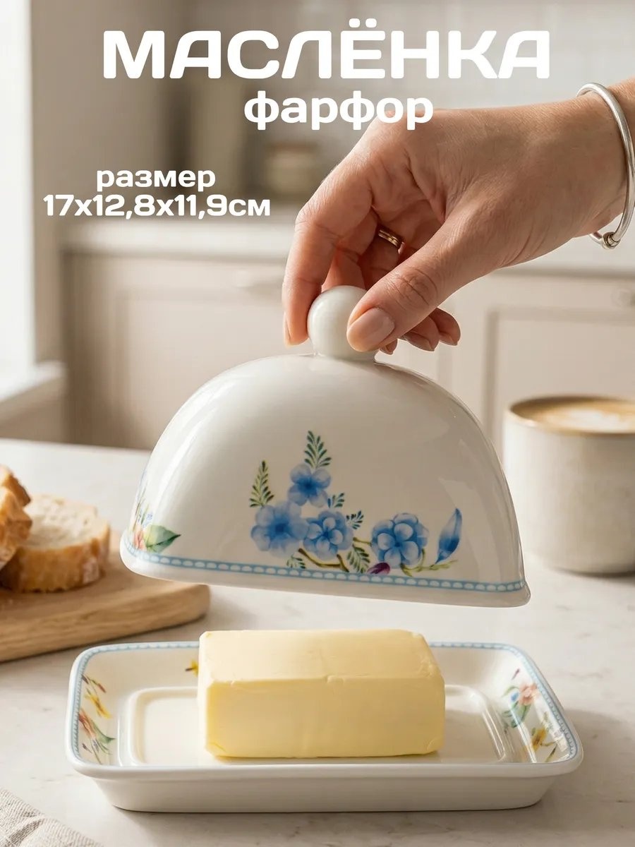 Масленка 16292876 прямоугольная 1 шт, фарфор