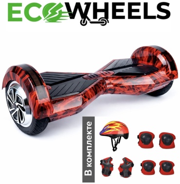 EcoWheels гироскутер Гироскутер EcoWheels +Шлем и Наколенники 700 8 дюйм. красный