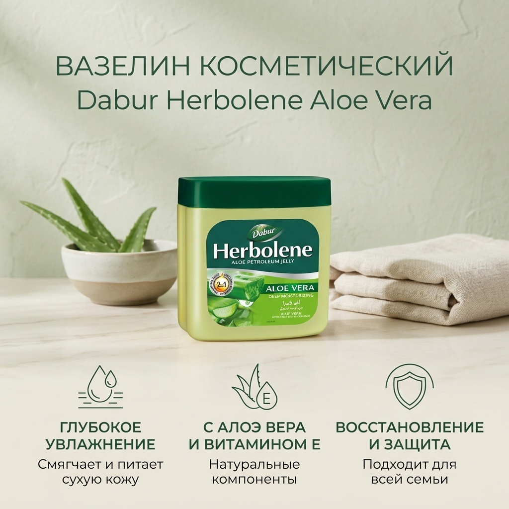 Dabur HERBOLENE ALOE VERA вазелин косметический для тела 225 мл