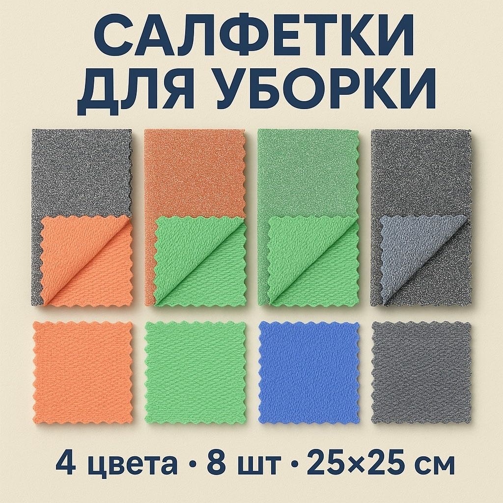 Тряпка для металлических поверхностей, для стеклокерамики 003 8 шт, металл