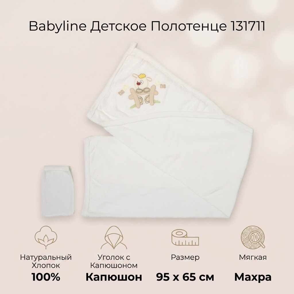 Полотенце Babyline 95x65 см, хлопок, 1 шт,