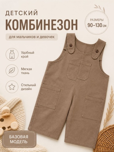 Комбинезон с брюками песочный, светло-коричневый