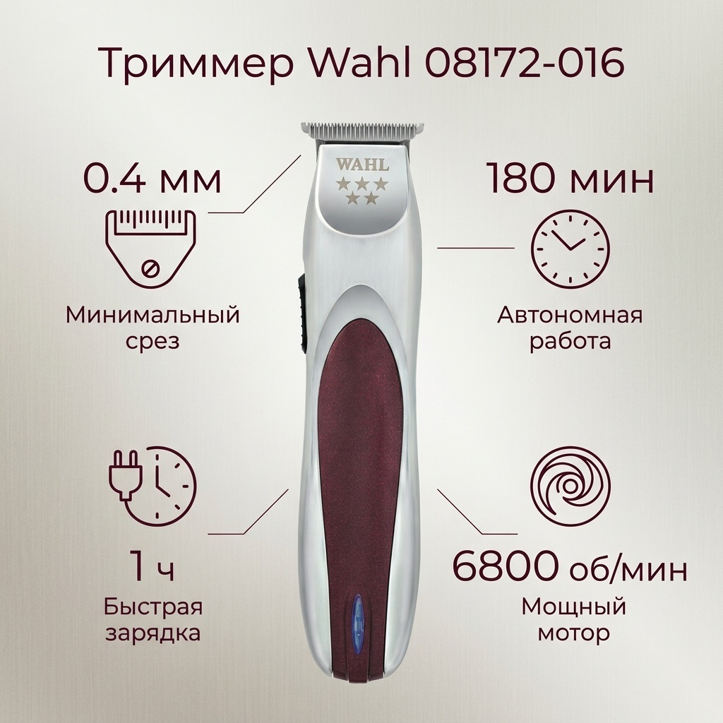 Wahl триммер 08172-016 красный, серебряный