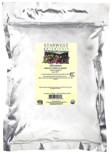 Starwest Botanicals органические цветы гибискуса, нарезанные и просеянные 453.6 г