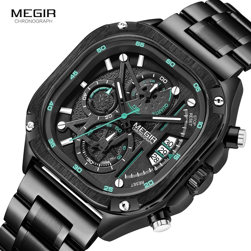 Кварцевые MEGIR MS2217-BKGN нержавеющая сталь