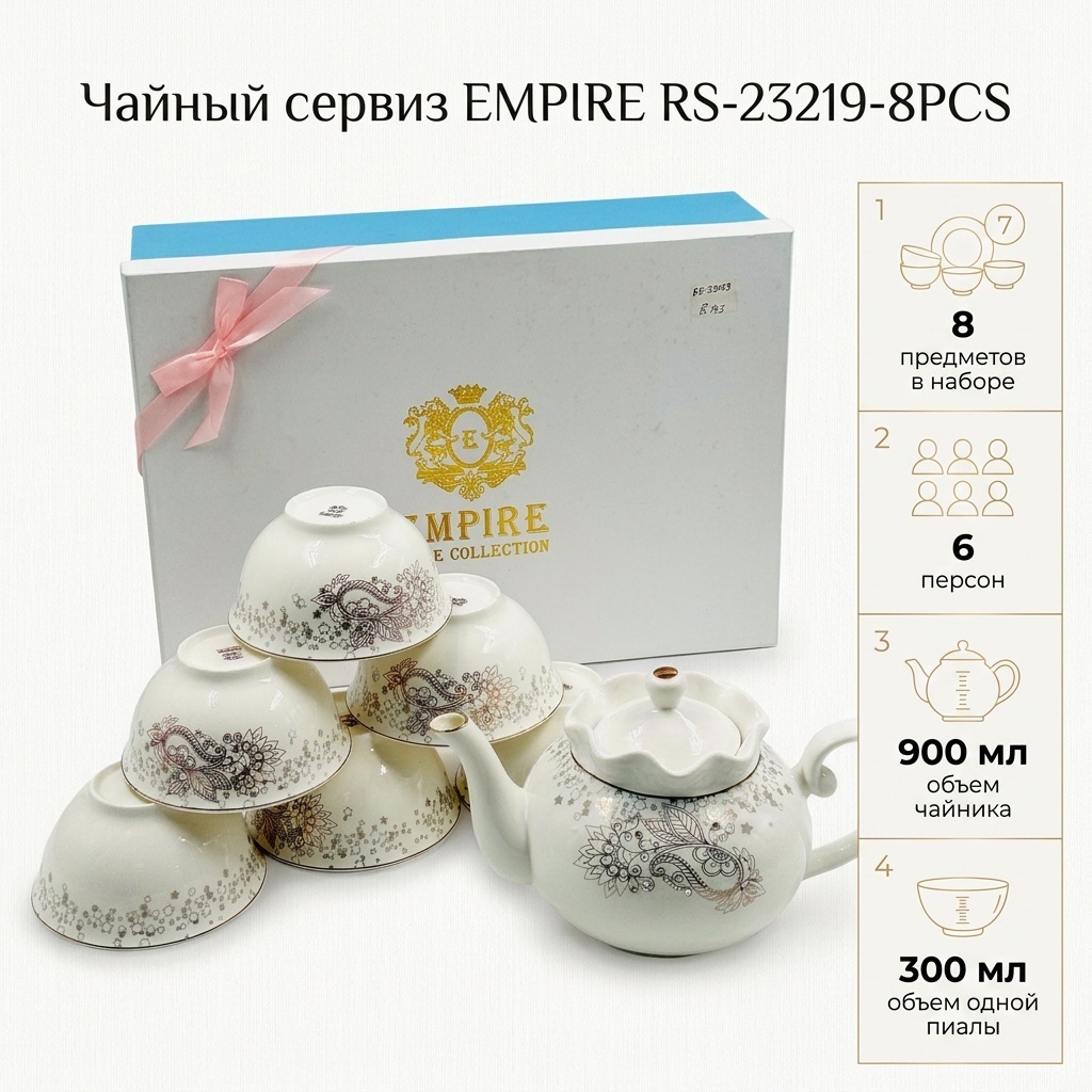 Сервиз на 6 персон EMPIRE RS-23219-8PCS, предметов: 8, чайный, керамика