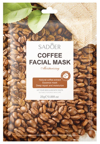 Маска для лица SADOER тканевая Coffee facial mask 1 шт, фото 2