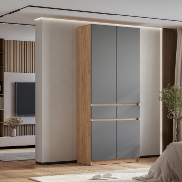 Распашной шкаф BTS Багира, 100.2x238.4х51 см, графит, светло-коричневый