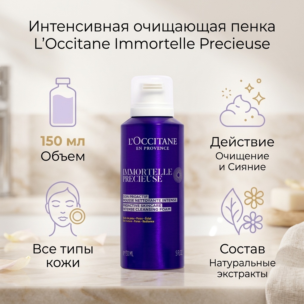 L'Occitane Immortelle Pre-Shoes Intense пенка 150 мл