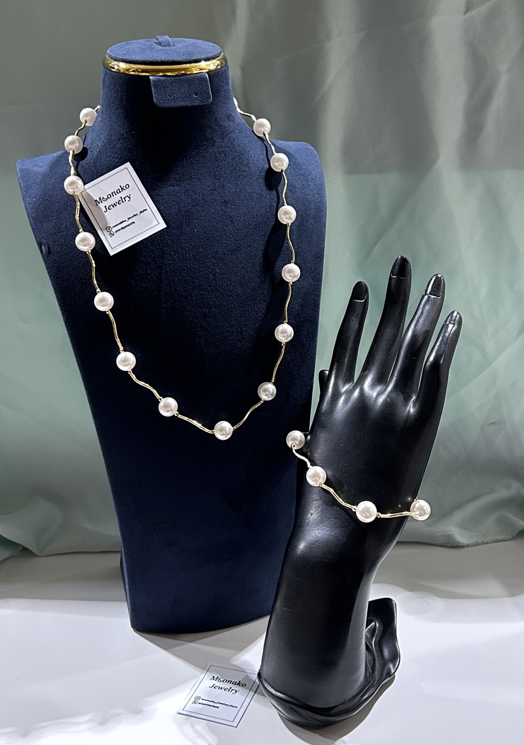 Moonako Jewelry Moonj вес 25 г золото, сплав покрытый золотом 14К, жемчуг, культивированный жемчуг