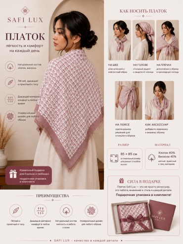 Платок Safi Lux хлопок, вискоза 85 x 85 см
