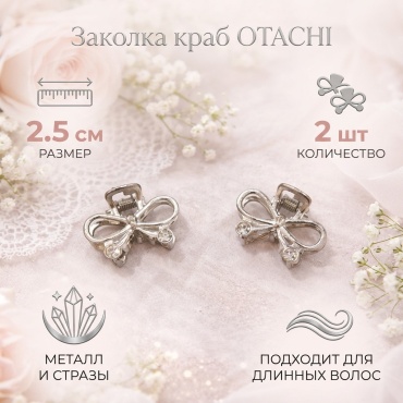 OTACHI заколка краб 2 шт, серебристый