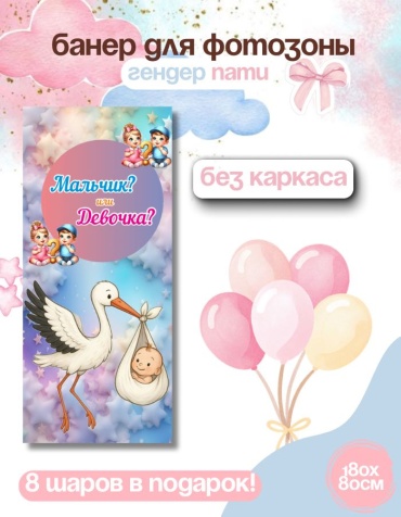 Фотозона FALLA FALLA баннер для гендер пати без каркаса 54 80x180 см