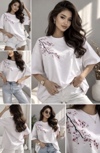 Футболка Zhanat Moda однотонный белый, красный