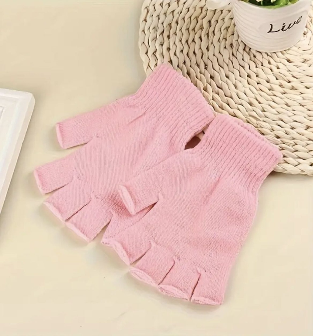 Митенки размер универсальный светло-розовый