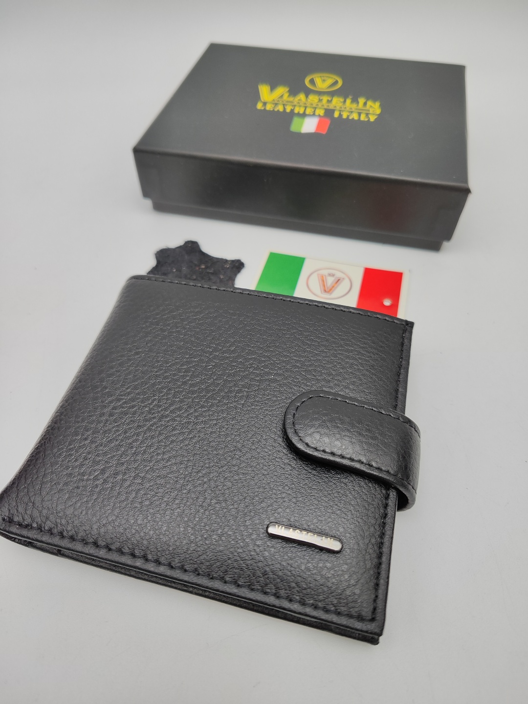Портмоне Vlastelin металл, натуральная кожа черный