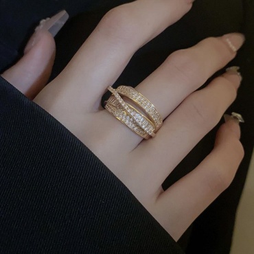 Кольцо BGL STORE 73993 размер регулируемый латунь, цирконий, золотистый
