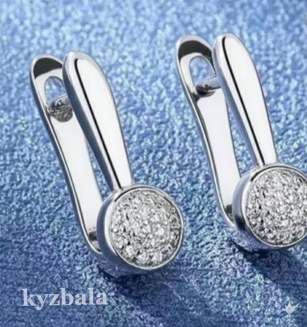 Серьги KYZ BALA 09012026 вес 2.6 г сплав покрытый серебром 925, фианит
