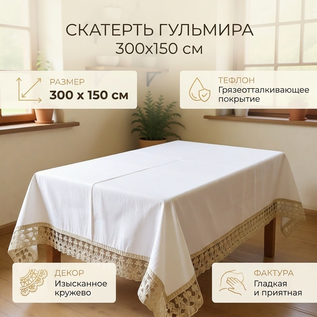 Скатерть 300x150 см, тефлон, 1 шт