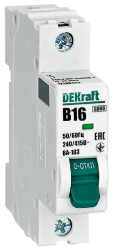 DEKraft автоматический выключатель 1P 16 A, 6 кА, 230 В