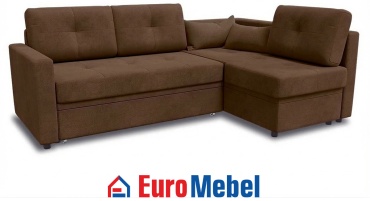 Угловой диван Euromebel Лира 2, 224х153 см, обивка велюр, коричневый