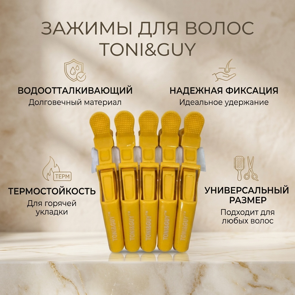 Toni&Guy зажимы для волос желтый 5 шт