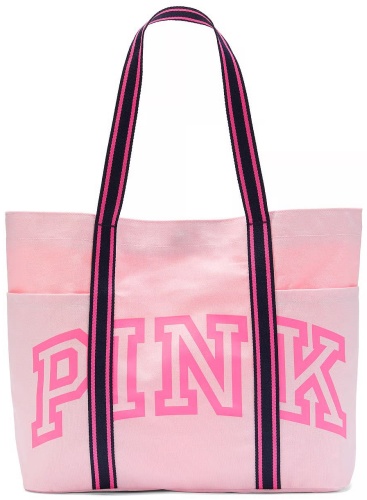 Сумка шоппер Victoria’s Secret полиэстер, хлопок бежевый, розовый