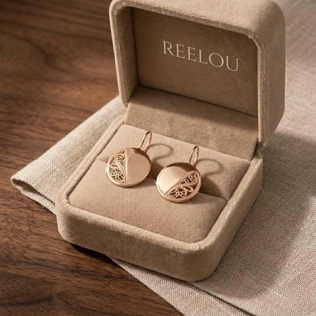 Серьги REELOU 038 вес 2.8 г сплав покрытый золотом 24К, без вставок