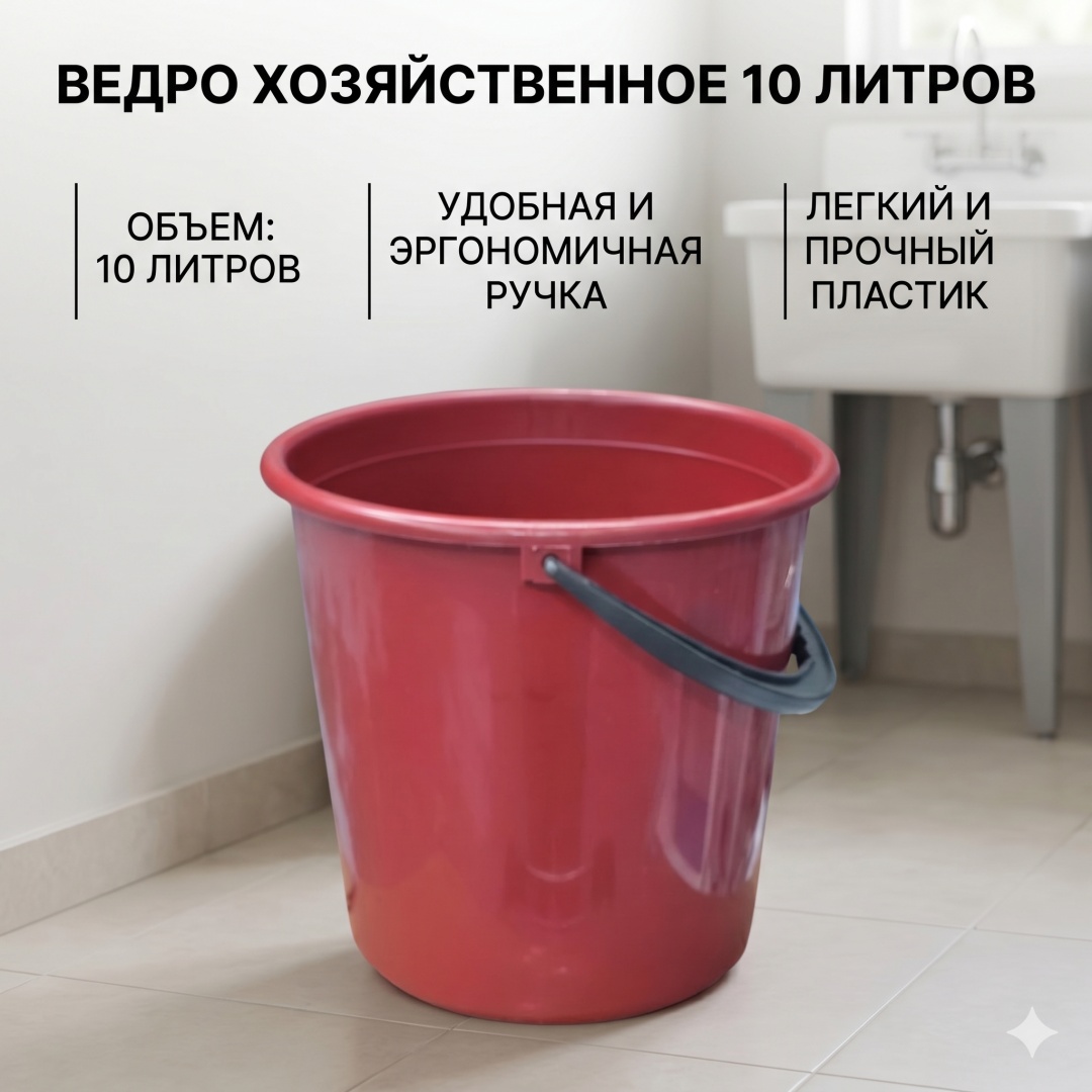Ведро 30436274_2009338672970 Красный 10 л