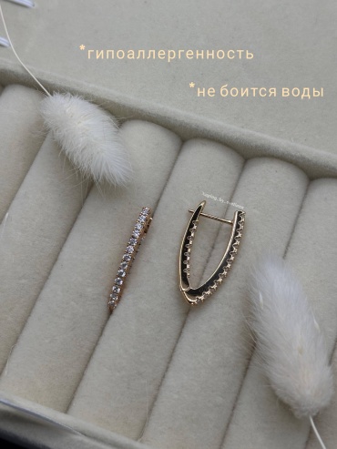 Серьги Xuping медицинское золото, фианит