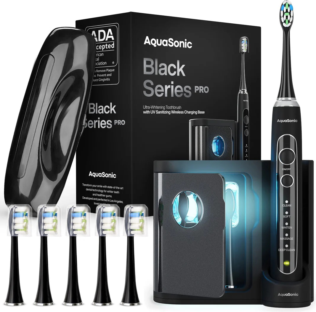AquaSonic ультразвуковая щетка Black Series Pro Sonic щетина средняя черный