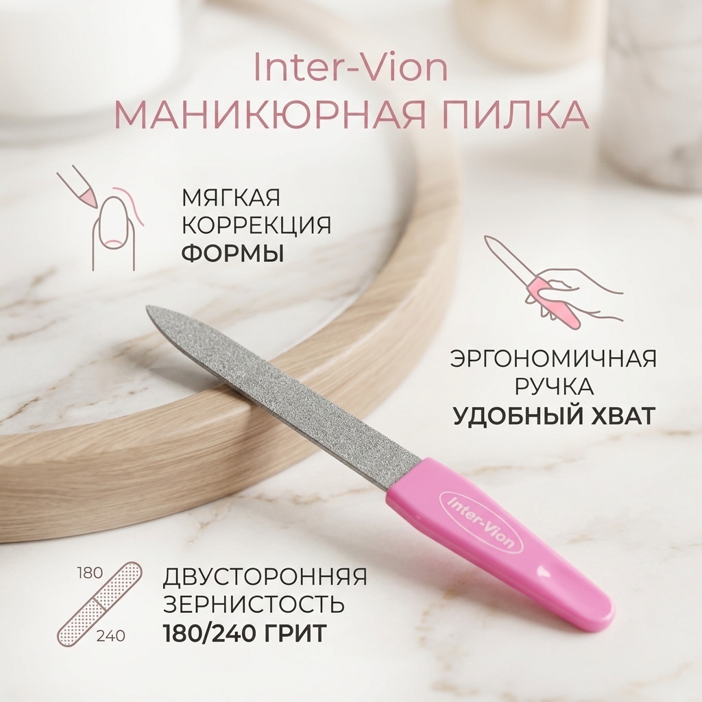 Inter-Vion маникюрная пилка 499935 180/240 грит 1 шт