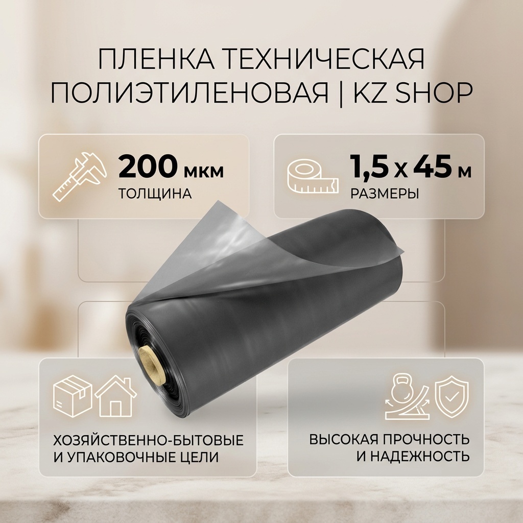 KZ Shop Полиэтиленовая пленка техническая (200 мкм, 1,5x45м)