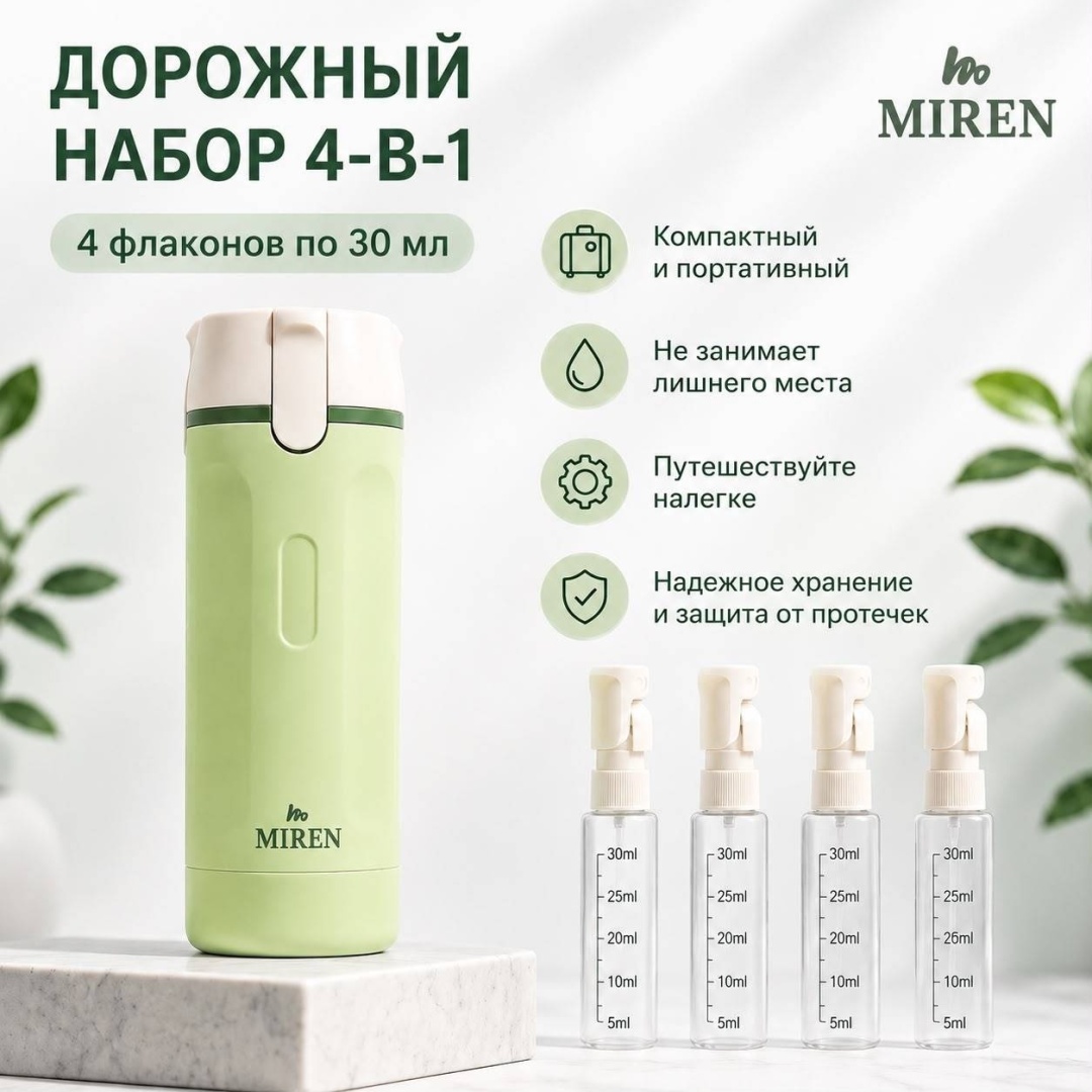 Miren флакон дорожный пластик 30 мл 4 шт