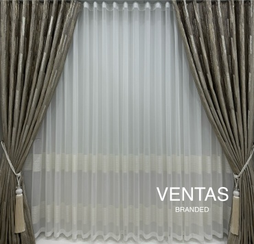 Комплект VENTAS 300x248 см 3 шт, лен, тафта, золотистый, кофейный, айвори