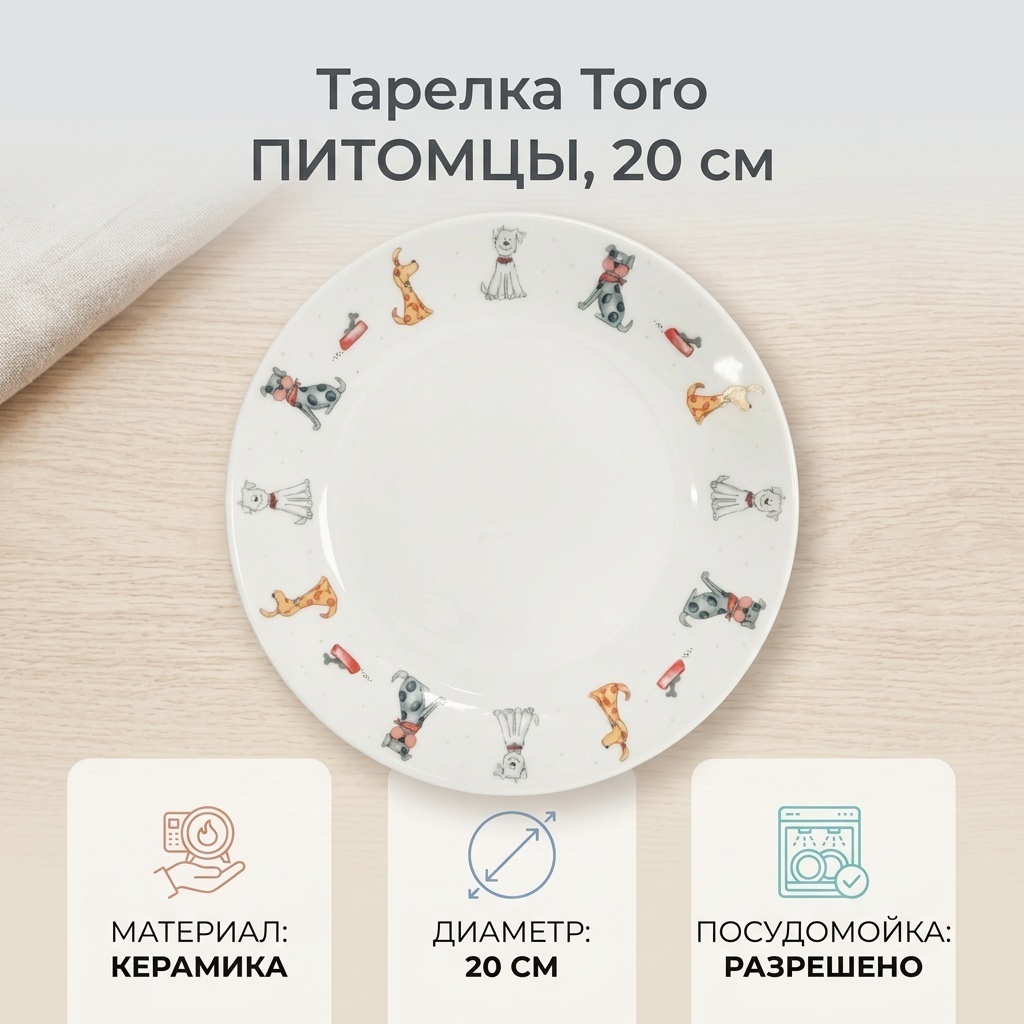 Тарелка Toro 20 см, 1 шт, керамика