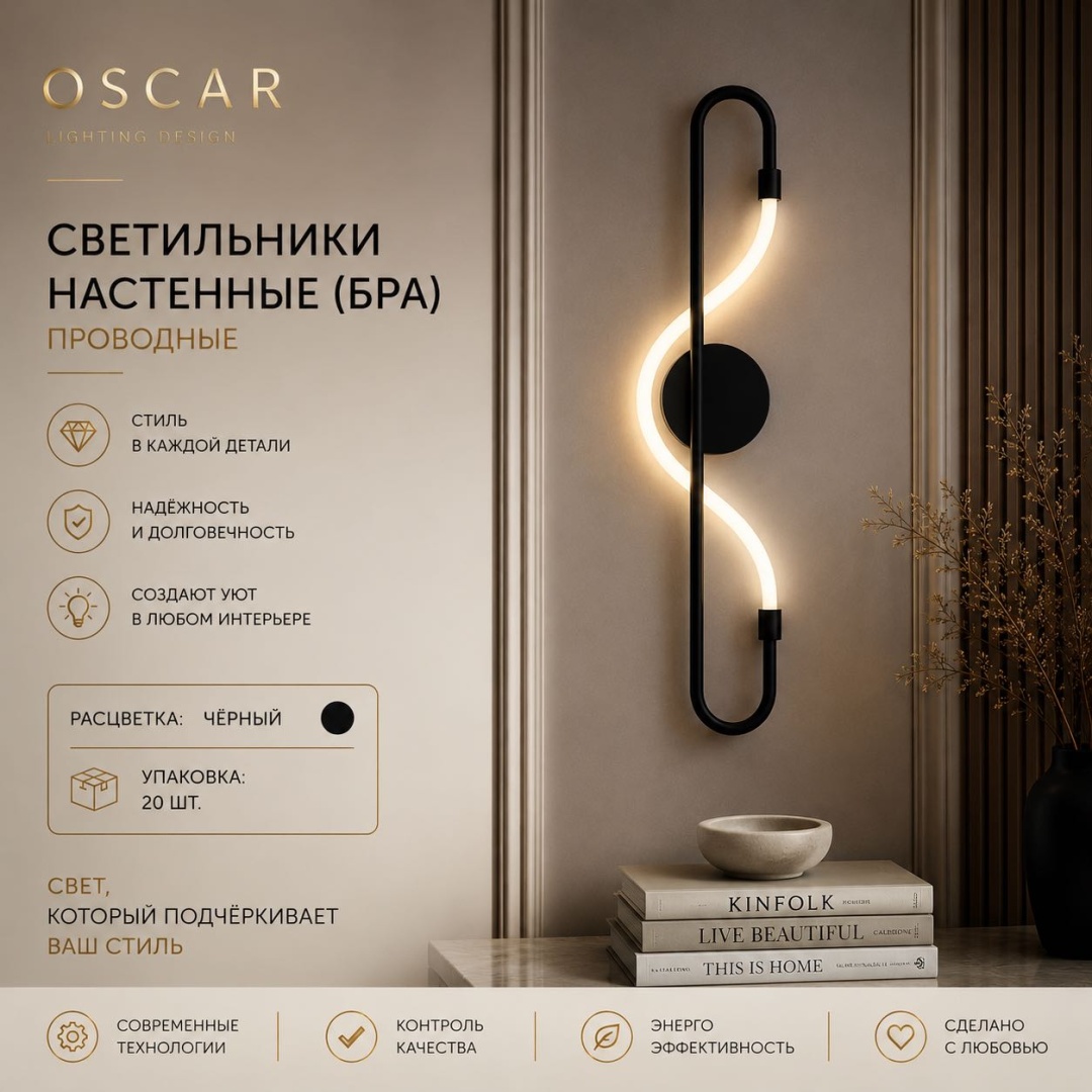 Бра настенный Oskar LED, черный
