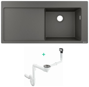 Кухонная мойка Hansgrohe S514-F450 43314290 43927000 150х51х19 см, искусственный камень, тон серый